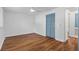 Bedroom with laminate floors, white walls, ceiling fan, window and a closet at 103 Sylvan Ter, Summerville, SC 29485