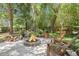 Inviting backyard fire pit area with Adirondack chairs, perfect for outdoor entertaining amidst lush greenery at 1087 Clearspring Dr, Charleston, SC 29412