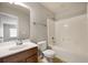 Full bathroom featuring single sink vanity with tub and shower, and tile flooring at 1130 Moss Grove Dr, Moncks Corner, SC 29461
