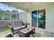 Relaxing outdoor patio with comfortable seating area and string lights at 121 Keaton Brook Dr, Summerville, SC 29485