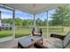 Inviting screened porch provides a tranquil outdoor retreat with views of the backyard and pond at 121 Keaton Brook Dr, Summerville, SC 29485