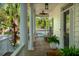 Covered front porch features classic columns and a ceiling fan providing a welcoming entrance at 1483 Harborsun Dr, Charleston, SC 29412