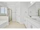 Elegant bathroom with double vanity, separate shower, and soaking tub for relaxation at 1624 Prince Edward St, Mount Pleasant, SC 29466