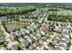 Aerial view of a peaceful community near a lake and lush greenery, with well-spaced houses at 1722 Winfield Way, Charleston, SC 29414