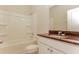 Bathroom featuring a granite vanity, a functional bathtub and shower combo, and a clean toilet at 1730 Refuge Dr, Ladson, SC 29456