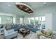 Bright living room featuring two sofas, and sliding glass doors to the outdoor deck at 2501 Myrtle St, Edisto Beach, SC 29438