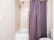 Bathroom showcasing tub and shower combination with a purple curtain at 2645 Crooked Stick Ln, Mount Pleasant, SC 29466