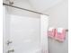 Clean, bright shower with white shower curtain and bronze fixtures at 3635 Pandora Dr, Mount Pleasant, SC 29466