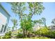 Large backyard with mature shade trees and a glimpse of the luxurious pool and playground at 3688 Goodwater St, Mount Pleasant, SC 29466