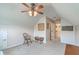 Bedroom boasts neutral walls and carpeting, enhanced with a ceiling fan and decorative pieces at 405 Decatur Dr, Summerville, SC 29486