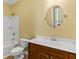 Cozy bathroom featuring a vanity with marble countertop, ample storage, and toilet at 4637 Bonnie Marie Way, North Charleston, SC 29405
