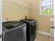 Laundry room equipped with a washer, dryer, shelving, and a window at 4637 Bonnie Marie Way, North Charleston, SC 29405