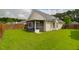 Well-manicured backyard features a screened porch and wooden fence for added privacy at 4856 Carnoustie Ct, Summerville, SC 29485