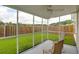 Screened porch offers relaxing outdoor living, with chairs, ceiling fan, and views of the backyard at 4856 Carnoustie Ct, Summerville, SC 29485