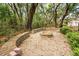 Serene backyard featuring a fire pit area surrounded by lush greenery and mature trees at 4991 Sound View Dr, Mount Pleasant, SC 29466
