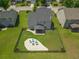 Aerial view of backyard with fenced yard, a patio with fire pit, and green space at 5032 Ballantine Dr, Summerville, SC 29485