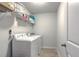 Functional laundry room with modern washer and dryer, plus storage shelves at 508 Alderly Dr, Moncks Corner, SC 29461