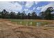 Scenic shot of a private pond surrounded by earth, reflecting the sky and nearby trees at 945 Tiger Loop, Saint Stephen, SC 29479