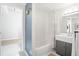 A full bathroom with a tiled shower and vanity at 1 Cool Blow St # 337, Charleston, SC 29403