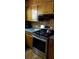 Kitchen featuring a stainless steel gas range, wooden cabinets, and a modern countertop at 107 Kelly St, Walterboro, SC 29488