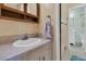 Small bathroom with a sink, and wood vanity, complemented by neutral countertops at 1143 Winborn Dr, Charleston, SC 29412