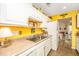 Kitchen with stainless sink, white appliances, and bright yellow wall accents at 1571 Blaze Ln, Charleston, SC 29412