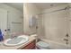 Clean bathroom with a shower-tub combo and a vanity with ample counter space at 1781 Brittlebush Ln, Johns Island, SC 29455
