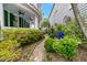 Landscaped garden featuring a curved brick walkway and flowering shrubs at 184 Ashley Ave, Charleston, SC 29403