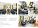 The parlor showcases a welcoming ambiance with blue sofas, elegant drapes, and fireplace at 184 Ashley Ave, Charleston, SC 29403