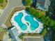 Aerial shot of the community pool area, complete with ample lounging space and pristine landscaping at 204 Black Gum Cir, Moncks Corner, SC 29461