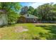Backyard features a spacious lawn, trees, and an outbuilding at 2234 River Rd, Johns Island, SC 29455