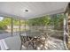 Screened-in patio with a table and seating and view of the backyard at 527 Hainsworth Dr, Charleston, SC 29414