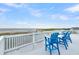 Enjoy ocean views from rooftop deck featuring white railings and comfortable blue Adirondack chairs at 67 Lost Village Trl # 4, Edisto Island, SC 29438
