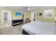 Serene bedroom features a TV, closet, and a bright window, creating a relaxing space at 710 W Harrison Rd, Charleston, SC 29407