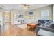 Open-concept living room with hardwood floors, natural light, and modern entertainment setup at 86 Cross Timbers Dr, Summerville, SC 29485