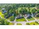 Aerial shot of a charming home nestled among lush greenery with manicured lawns in a golf community at 1187 Out Of Bounds Dr, Summerville, SC 29485