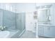 Bathroom featuring frameless glass shower and double sink vanity at 1187 Out Of Bounds Dr, Summerville, SC 29485