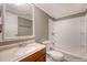 Bathroom with shower and tub combo, single sink vanity with laminate countertop, and neutral color scheme at 1210 Azalea Dr, Summerville, SC 29483