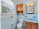 Bathroom features blue tile, an updated vanity, and a window to let in light at 1222 Maxwell St, North Charleston, SC 29405