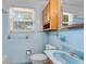 Bathroom has a window, blue tile, and an updated vanity for a clean, fresh space at 1222 Maxwell St, North Charleston, SC 29405