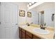 Bathroom with double sinks and door to separate shower/toilet area at 1223 Creek Stone Way, Hanahan, SC 29410