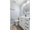 Bathroom with modern vanity, black hardware, framed mirror, and neutral paint at 1383 W Lenevar Dr, Charleston, SC 29407