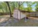 Charming shed in backyard with a covered area provides extra storage space at 1383 W Lenevar Dr, Charleston, SC 29407