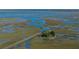 Scenic aerial view of a community surrounded by marshes and waterways showcasing the community's beautiful natural setting at 1614 Prince Edward St, Mount Pleasant, SC 29466