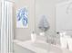 Bright bathroom featuring vanity with sink and shower curtain with a pattern at 206 Belfort Way, Summerville, SC 29486