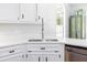 Close-up of a kitchen area featuring a stainless steel sink and modern white cabinetry at 350 Arlington Dr, Charleston, SC 29414