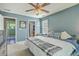 Spacious bedroom featuring cool toned walls and light colored carpet flooring at 3661 Locklear Ln, Mount Pleasant, SC 29466