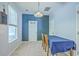 Dining room with a rectangular table covered with a blue tablecloth at 3661 Locklear Ln, Mount Pleasant, SC 29466