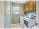 Bright laundry room features modern appliances, tile floor, window, and built-in cabinets at 3661 Locklear Ln, Mount Pleasant, SC 29466