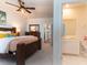 Bedroom view into ensuite bathroom featuring marble floors and new fixtures at 397 Woodgate Way, Summerville, SC 29485